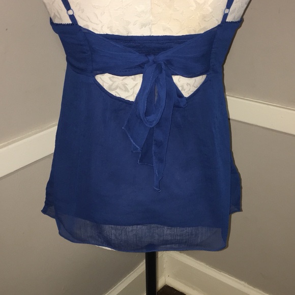 American Eagle sz 6 navy tank top sheer shell - Picture 3 of 7